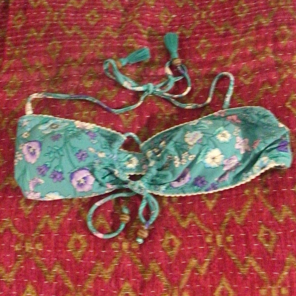 EUC SPELL Flower Child Floral Bikini Top Bandeau W TIES  Sz small